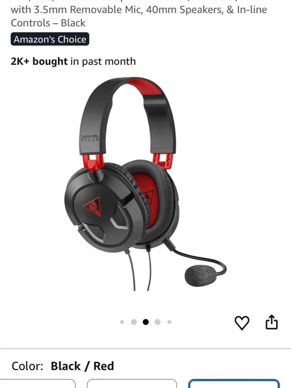 Turtle Beach Black and Red Wired Gaming Headset with Boom Mic